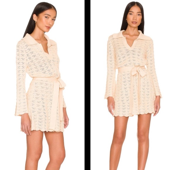 SPELL  Road to Paradise Knit Mini Dress in Wheat - Picture 3 of 12